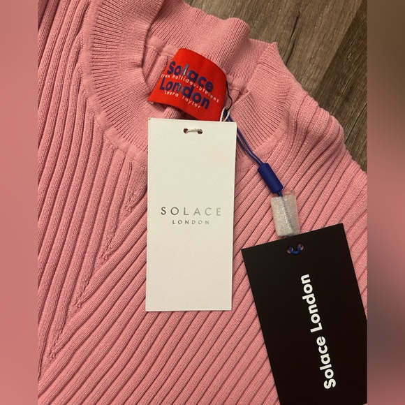 Solace 🎀 London Sweater Baby Pink Heavy Rib Knit  Sculptural Sleeves NWT - Picture 5 of 8